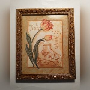 Pat Cockrell Lily-Flowered Tulip Signed Art Print 11.75" x  9.5" 3D Framed